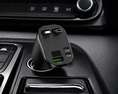 4-in-1 Retractable High-Speed Fast Car Charger