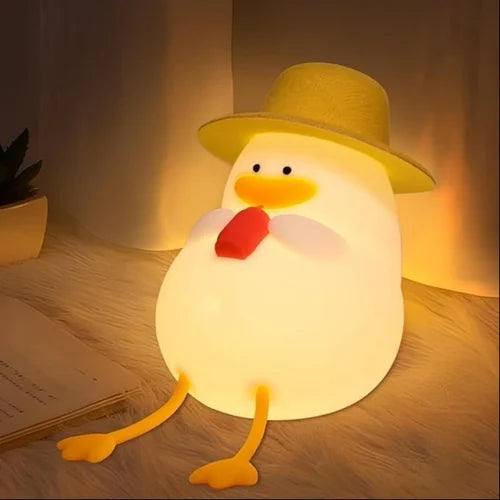 Lazy Sitting Duck Night Light – Squishy Silicone Touch Lamp & Phone Holder